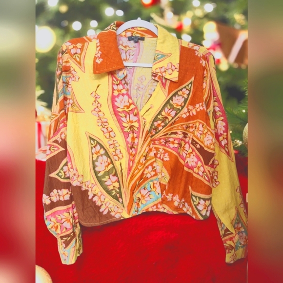 NWOT Haute Hippie Small Yellow/Rust Blouse - Picture 1 of 3